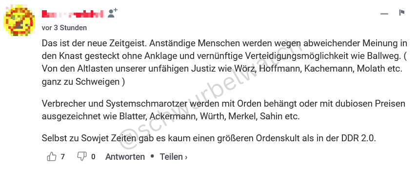 schwurbelwatch's tweet photo. Natürlich ist der Nobelpreis auch beim Desinformationsverbreiter #BorisReitschuster Thema.
Ein Leser:
"NOBELPREIS FÜR EINE MORDWAFFE UND DIKTATURINSTRUMENT"
Ein anderer bezeichnet Uğur Şahin als "Verbrecher und Systemschmarotzer". https://t.co/veRJWIwAuD