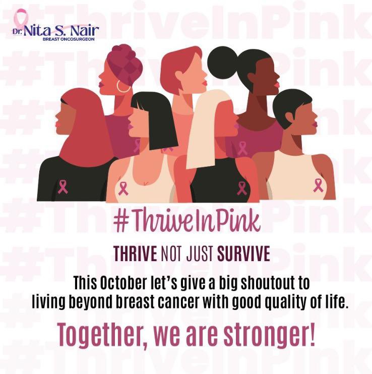 With improving treatment and better survival it is time to focus on better QOL . This October our campaign #thriveinpink focuses on the mantra for Life beyond breast cancer …thrive not just survive . #BreastCancerAwareness <a href="/SusanGKomen/">Susan G. Komen</a> <a href="/SirohiBhawna/">bhawna sirohi</a> <a href="/LivingBeyondBC/">Living Beyond Breast Cancer</a>