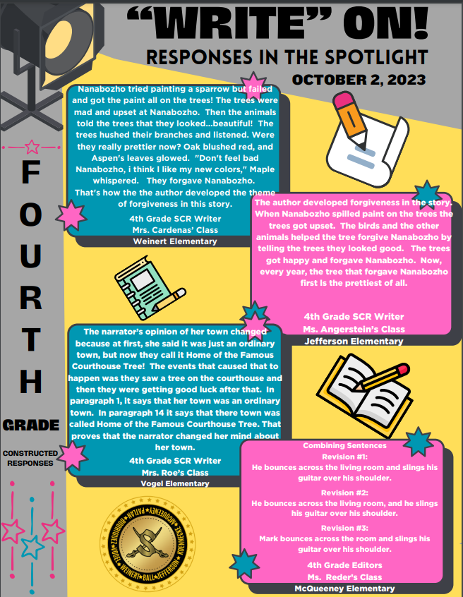 Check out the First &amp; Second Edition of Constructed Responses in the SPOTLIGHT!   "Write" On, Matadors! 
<a href="/ms_jaramillo/">Andrea Jaramillo</a>  <a href="/SeguinISD/">Seguin ISD</a>