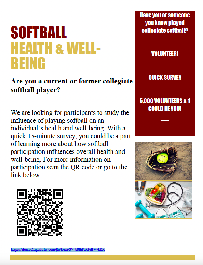 Elon DPT (@elonpt) on Twitter photo Our <a href="/elonpt/">Elon DPT</a> students under the mentorship of our alum <a href="/ChelseaMartinPT/">Chelsea Martin PT, DPT, SCS</a> are conducting a survey-based study on softball health and well-being. Please re-tweet and help recruit. <a href="/vallabhajosula/">Srikant Vallabhajosula, PhD</a> <a href="/elonuniversity/">Elon University</a> elon.co1.qualtrics.com/jfe/form/SV_b8… Our <a href="/elonpt/">Elon DPT</a> students under the mentorship of our alum <a href="/ChelseaMartinPT/">Chelsea Martin PT, DPT, SCS</a> are conducting a survey-based study on softball health and well-being. Please re-tweet and help recruit. <a href="/vallabhajosula/">Srikant Vallabhajosula, PhD</a> <a href="/elonuniversity/">Elon University</a> elon.co1.qualtrics.com/jfe/form/SV_b8…