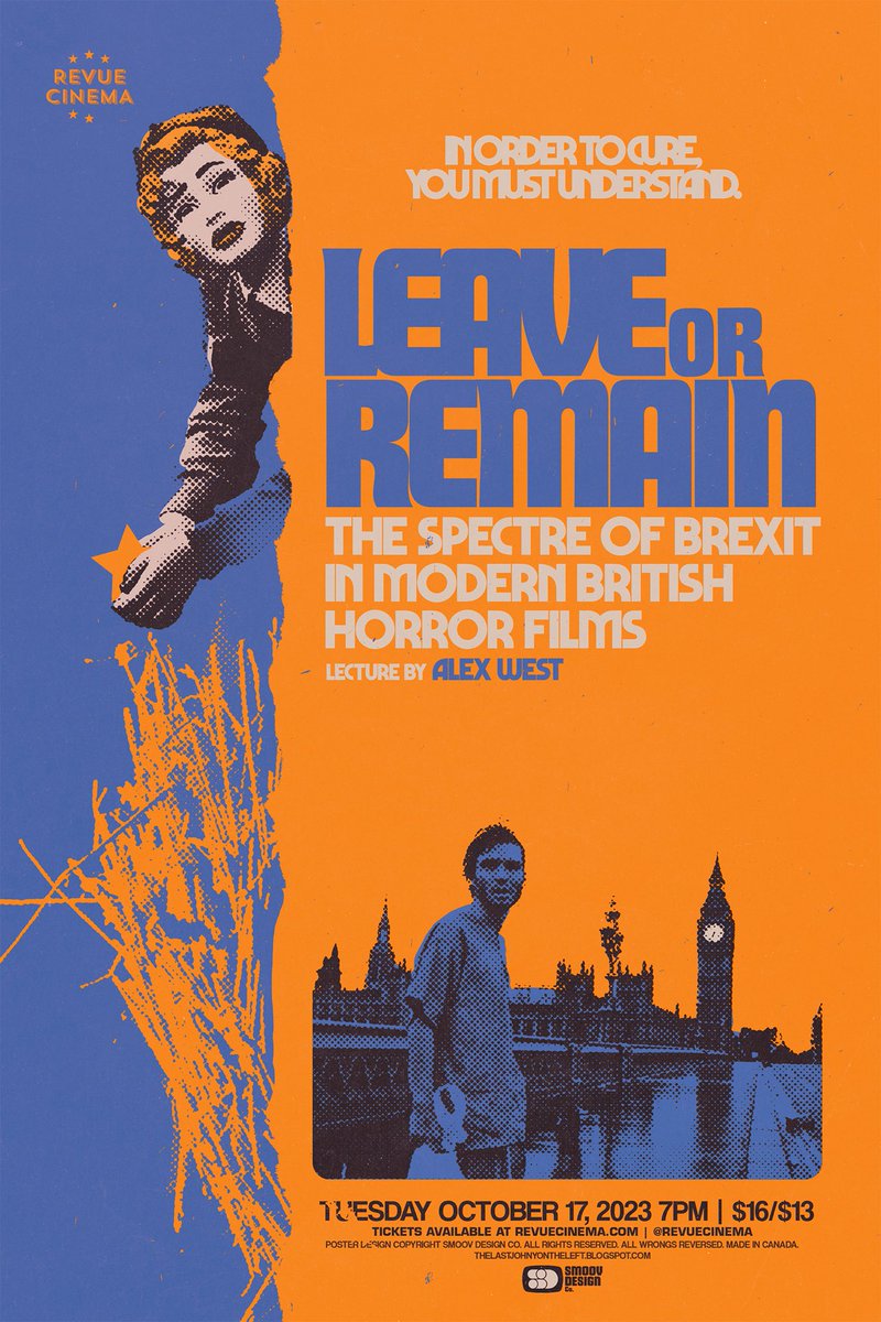 Alex VVest (@scarealex) on Twitter photo Oi Toronto! Join me Oct 17 at my home away from home the <a href="/RevueCinema/">Revue Cinema</a> for my lecture on Brexit in British horror.
šļø bit.ly/Brexit-horror Oi Toronto! Join me Oct 17 at my home away from home the <a href="/RevueCinema/">Revue Cinema</a> for my lecture on Brexit in British horror.
šļø bit.ly/Brexit-horror