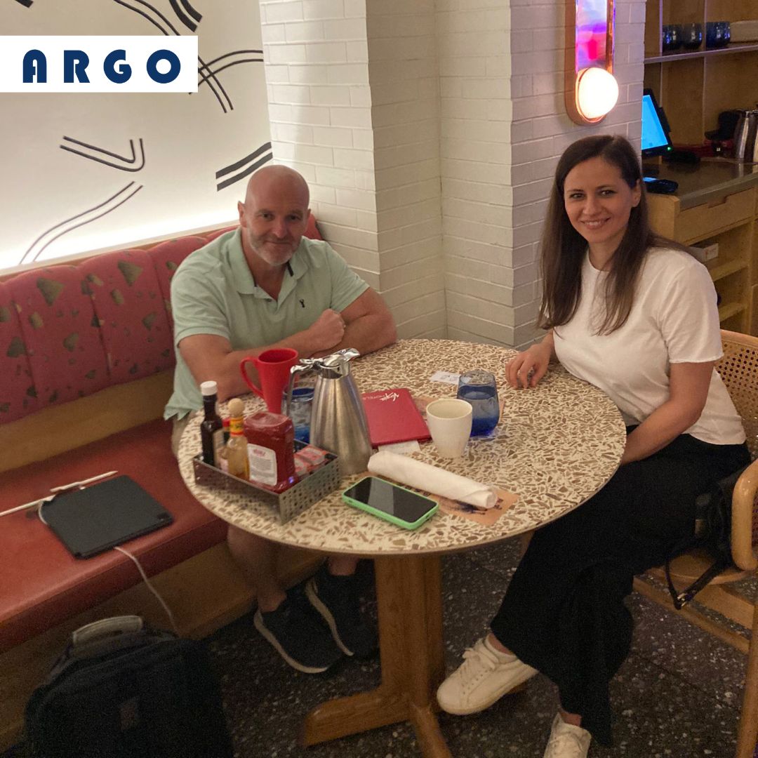 ArgoDevStudio's tweet photo. ARGO’s Managing Director David Campion caught up with Anna Kovalenko, ARGO’s Financial Manager, on a recent trip to the US. https://t.co/HwtQvv9r9R