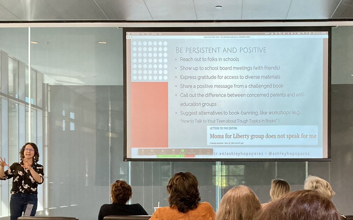 Loving this talk—so inspiring and informative with <a href="/ashleyhopeperez/">Ashley Hope Pérez</a>. Thank you for sharing your real data and tips for resisting and taking a stand for youth and reading today <a href="/OSULibrary/">The Ohio State University Libraries</a> #BannedBooksWeek
