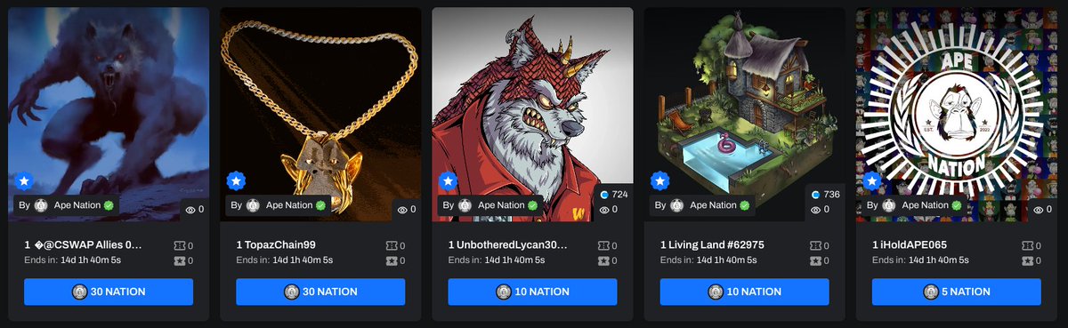 Ape_NationNFT's tweet photo. Ape Nation our Nineteenth Labs by Mutants Raffles are LIVE!
@CswapDEX Allies Silver Unbothered Wolves
30 $NATION
BLING by @Ape_NationNFT Topaz 3D Animated Chain
30 $NATION
https://t.co/iB21A9WyyY
#CSWAP #Allies #Silver #UnbotheredWolves #NATION #RAFFLE #WEAREAPENATION https://t.co/3FWPaEQX8d