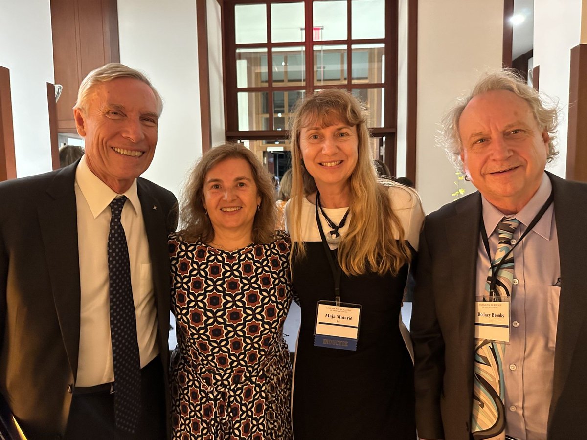 USC Thomas Lord Department of Computer Science (@csatusc) on Twitter photo Congratulations to socially assistive robotics trailblazer Professor Maja Matarić, who was inducted into the American Academy of Arts & Sciences 👏
📷 with David W. Oxtoby, Daniela Rus and <a href="/rodneyabrooks/">Rodney Brooks</a> at the induction dinner on Saturday.
<a href="/americanacad/">American Academy of Arts & Sciences</a> <a href="/USCViterbi/">USC Viterbi School</a> Congratulations to socially assistive robotics trailblazer Professor Maja Matarić, who was inducted into the American Academy of Arts & Sciences 👏
📷 with David W. Oxtoby, Daniela Rus and <a href="/rodneyabrooks/">Rodney Brooks</a> at the induction dinner on Saturday.
<a href="/americanacad/">American Academy of Arts & Sciences</a> <a href="/USCViterbi/">USC Viterbi School</a>