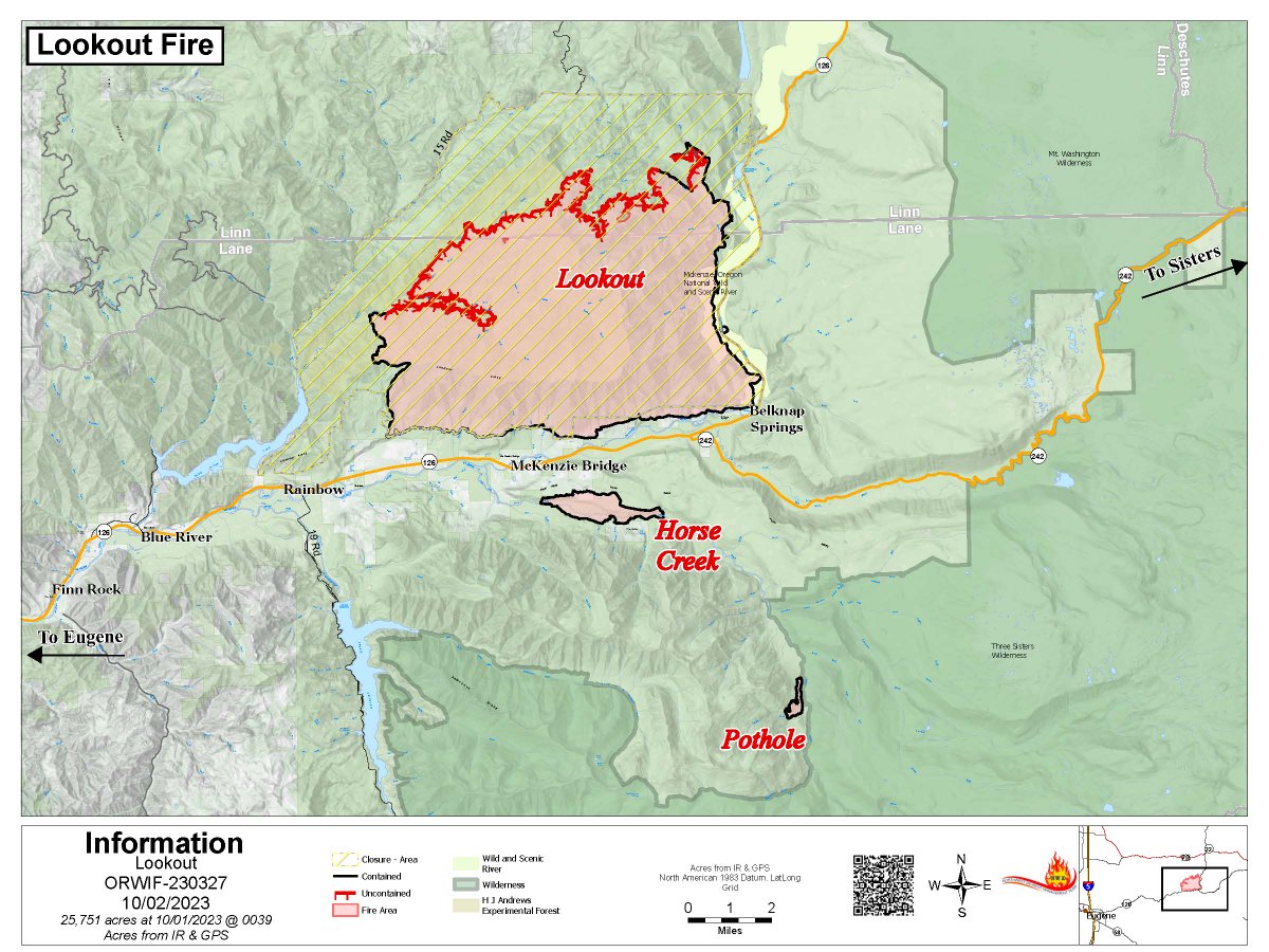 willametteNF's tweet photo. Quick Facts
#LookoutFire - Size: 25,751 acres | Start Date: August 5 | Cause: Lightning | Containment: 50%
#PetesLakeFire - Size: 3,254 acres | Start Date: August 25 | Cause: Lightning | Completion: 80% https://t.co/RRu3NxFOWt