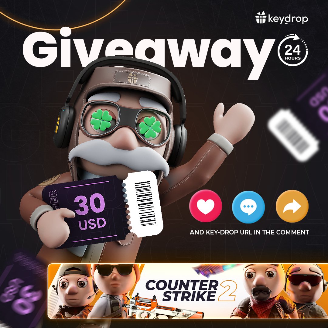 $30 VOUCHER GIVEAWAY 🎁

👊 Just leave ❤️ under the post!
🤝 Follow us!
🔁 Retweet!

⏰ Wait 24 hours!

#freeskins #csgoskinsgiveaway #csgoskinsfree #giveaway #airdrop #csgocases #csgocase #csgocommunity #csgoesport #skins #csgoskins #keydrop #keydropcom
