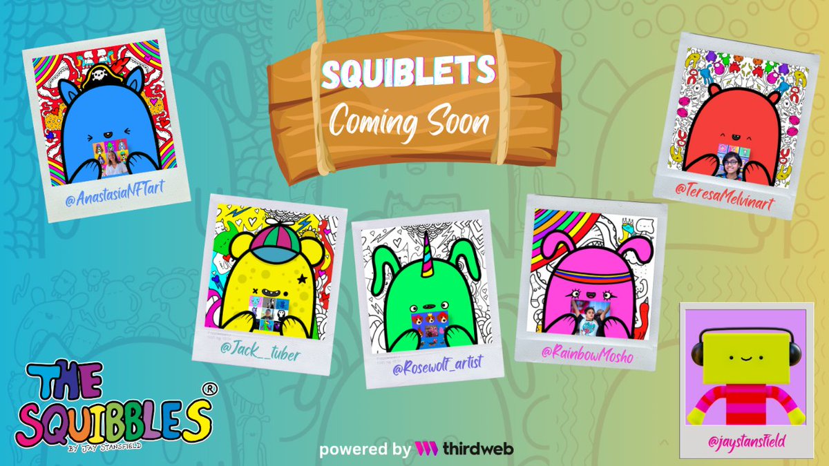 jaystansfield's tweet photo. Squiblets is a mix of diversity, teamwork, and pure happiness! ๐จ
๐ย Discover the boundless wonders of Web 3.0 through this global generative art adventure.ย
Your support will make it work! ๐ช ๐ซ
#SquibletsProject #YoungArtists #Collaboration #TheSquibbles https://t.co/i391FeU49A
