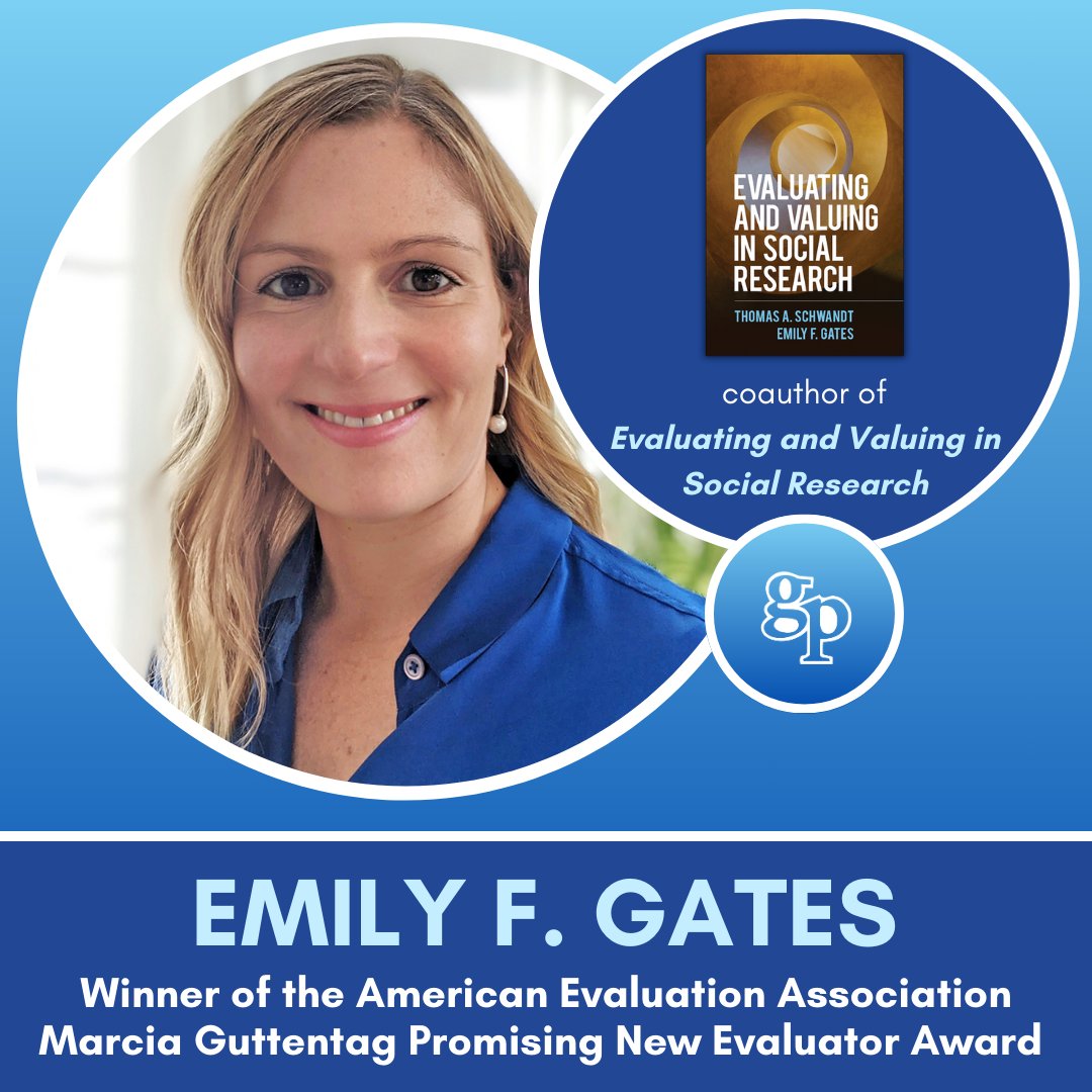 Guilford Press (@guilfordpress) on Twitter photo Congratulations to <a href="/EmilyfGates/">EmilyGates</a>, coauthor of "Evaluating and Valuing in Social Research", who has been awarded the 2023 Marcia Guttentag Promising New Evaluator Award by <a href="/aeaweb/">Evaluation Headlines</a>! 🏆 Learn more about the award recipients at eval.org/About/Awards/2…. Congratulations to <a href="/EmilyfGates/">EmilyGates</a>, coauthor of "Evaluating and Valuing in Social Research", who has been awarded the 2023 Marcia Guttentag Promising New Evaluator Award by <a href="/aeaweb/">Evaluation Headlines</a>! 🏆 Learn more about the award recipients at eval.org/About/Awards/2….