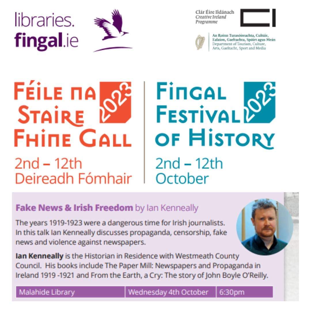 We look forward to welcoming Ian Kenneally to Malahide Library on Wednesday, 4 October from 6.30-7.30pm. Places are still available for this interesting talk on Fake News & Irish Freedom, as part of the Fingal Festival of History. Please contact #MalahideLibrary to book your…