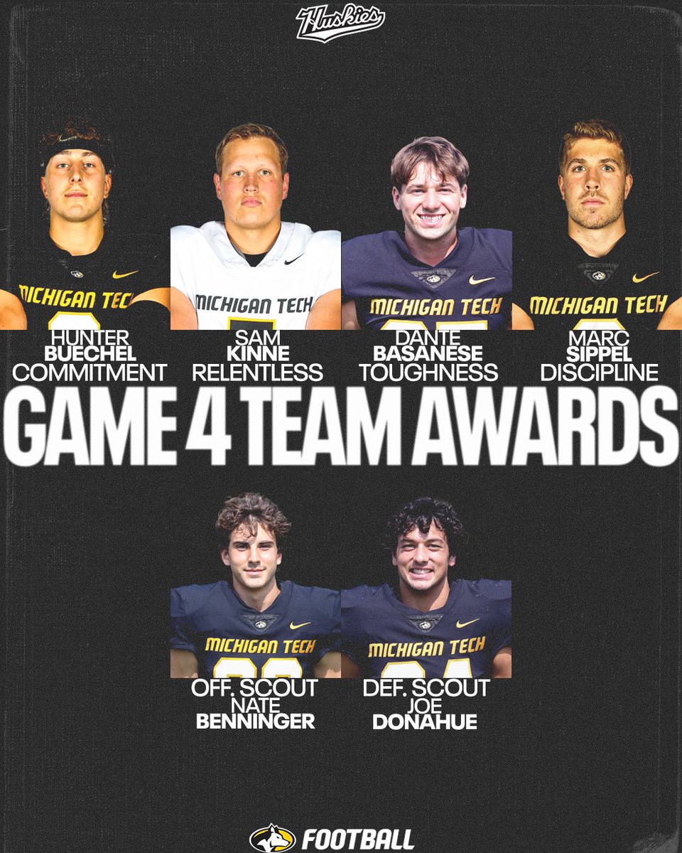 Team Awards from Game 4

Commitment - Hunter Buechel
Relentless - Sam Kinne
Toughness - Dante Basanese
Discipline - Mark Sippel
Offensive Scout - Nate Benninger
Defensive Scout - Joe Donahue

#CRTD | #FollowTheHuskies