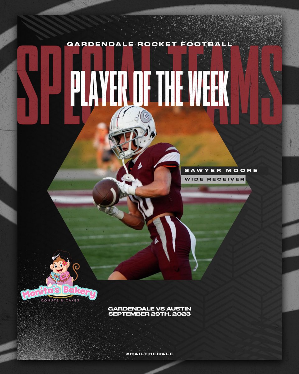 Monita’s Bakery Special Teams Player of the Week🚀

Sawyer Moore

#HailTheDale
