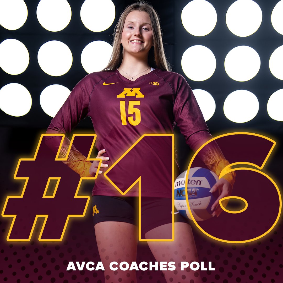 The #Gophers check in at No. 16 in this week's <a href="/AVCAVolleyball/">AVCA</a> poll.