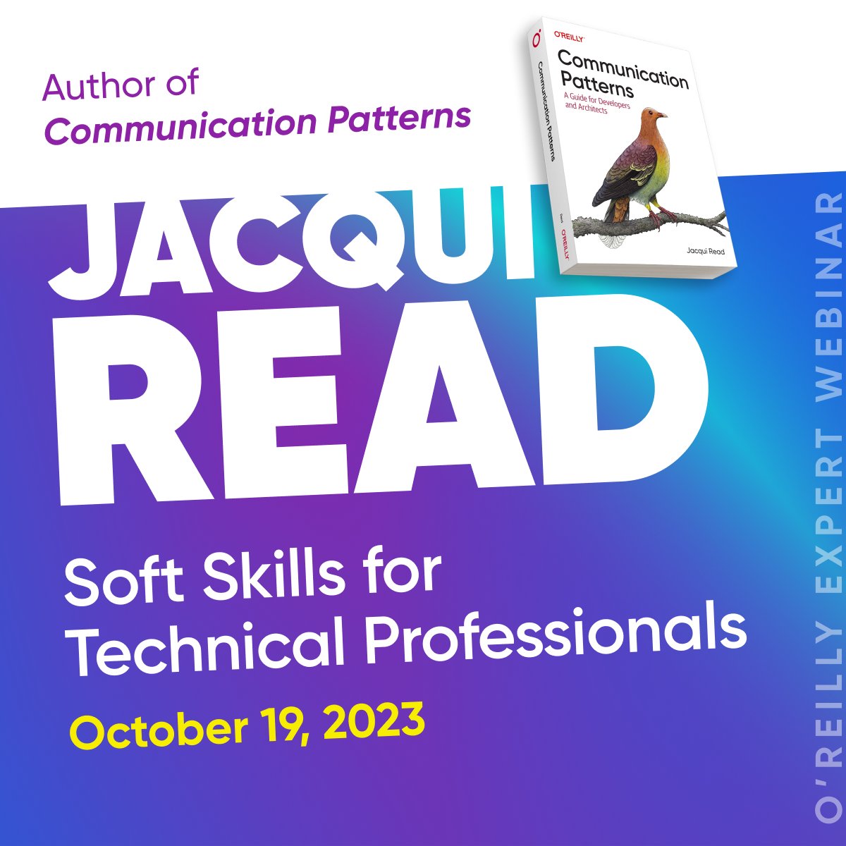 O’Reilly Expert Webinar: Soft Skills for Technical Professionals -- Join author @tekiegirl Oct 19 12PM ET and learn how to integrate communication soft skills into your everyday workflow for transformative results. bit.ly/3RGIcvg