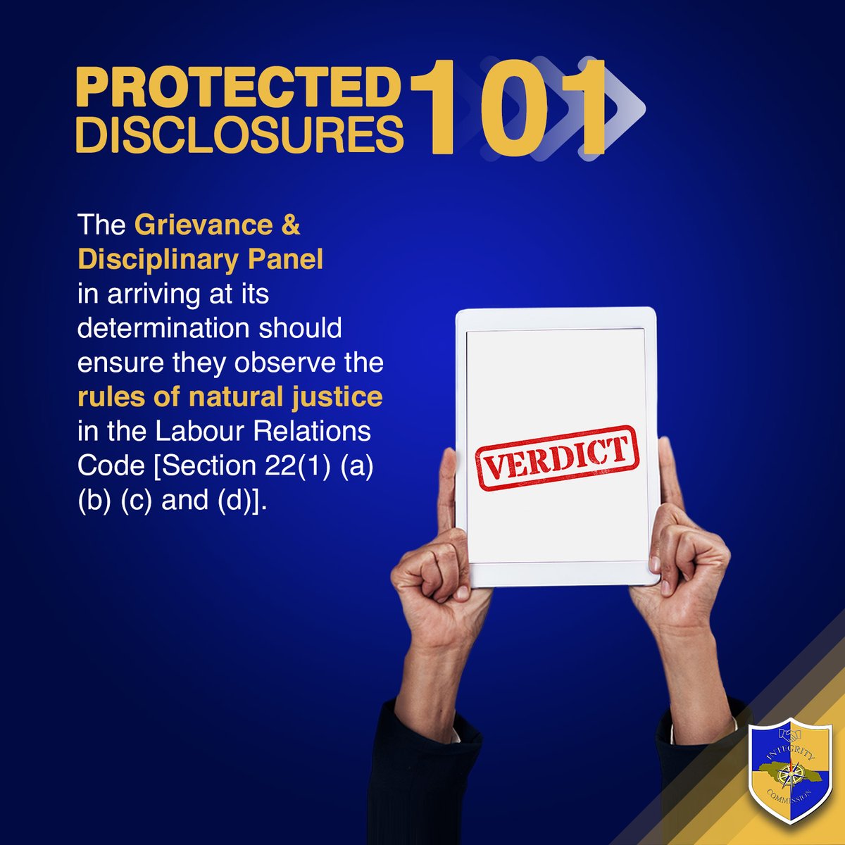 JISNews's tweet image. When it comes to the Grievance &amp;amp; Disciplinary Panel, fairness is paramount. 

In arriving at their determinations, they must adhere to the rules of natural justice to maintain the integrity of the process.

#protecteddisclosures #integritycommission #whistleblower #endcorruption