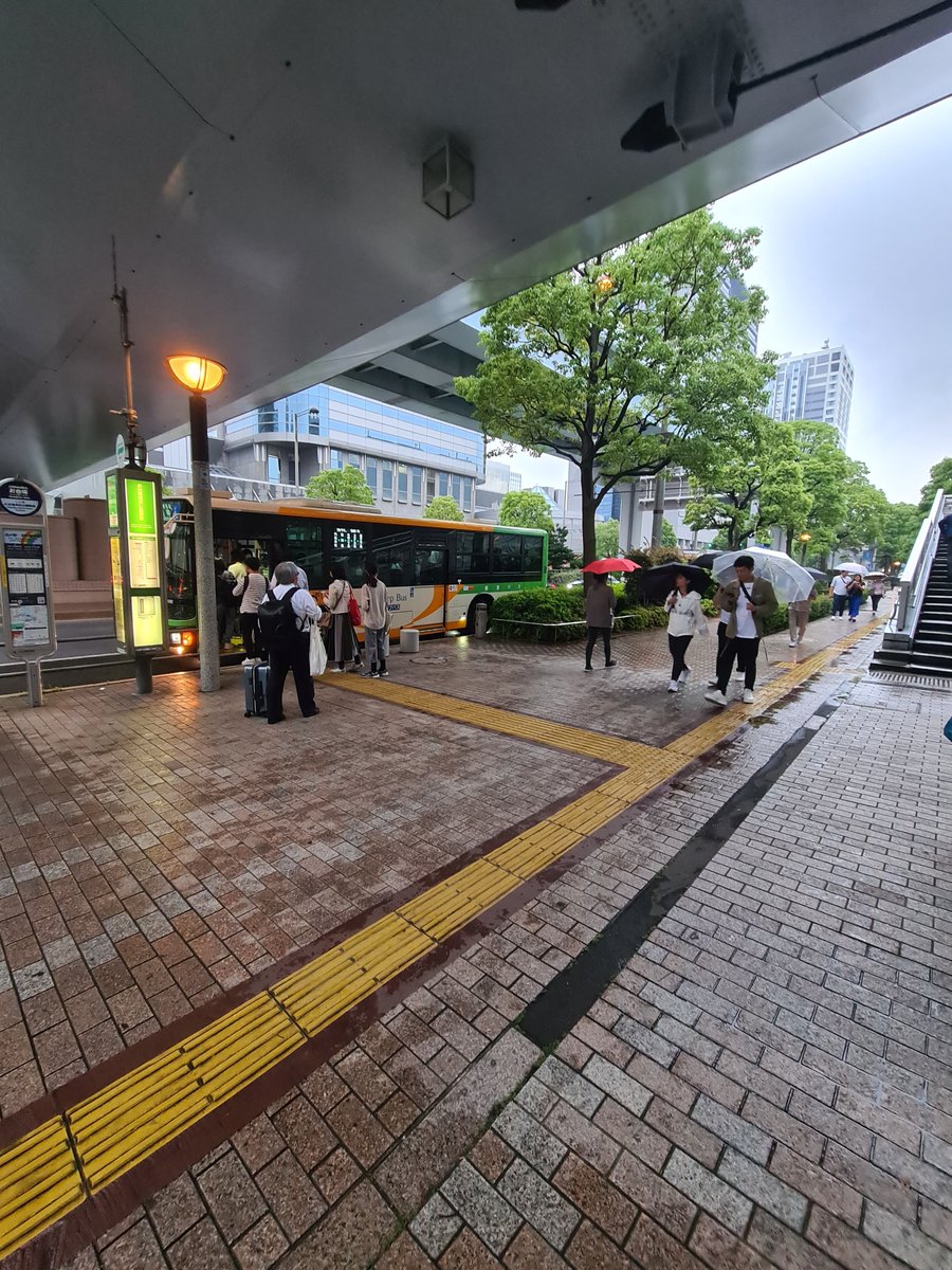 Loved the #accessibility of #Japan's major cities for both sighted and #blind / low vision pedestrians. Raised strips like this line not only the sidewalks for you to follow, but they also turn towards bus stops so if you were following via texture alone, you could feel your way.