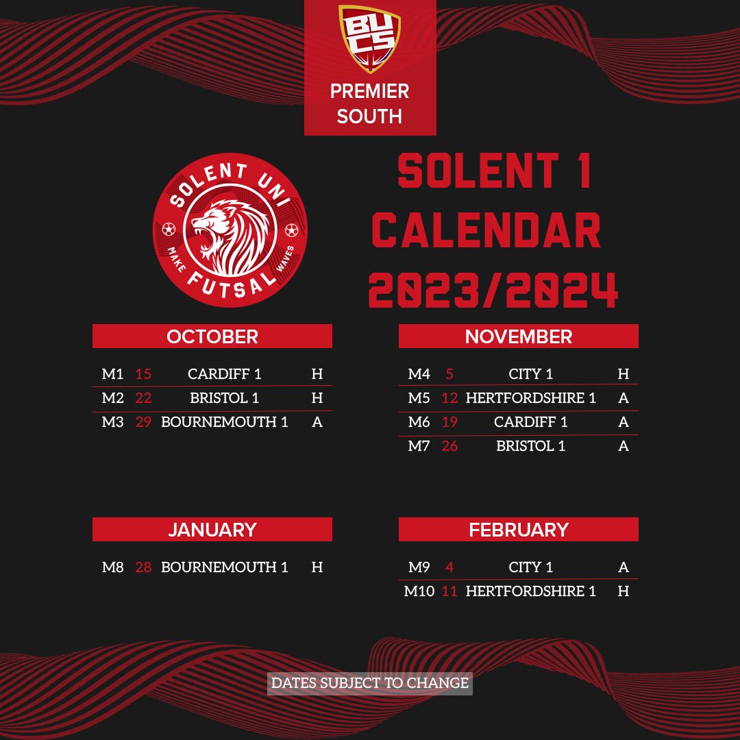 solent_futsal's tweet photo. 🦁 Mark your calendars! 🌟 Here’s the schedule for both our teams this season! Come support us and watch the Lions in action! 🏆💪 

#solentfutsal #upthelions #gameschedule #futsalseason https://t.co/5LyglUhUWi
