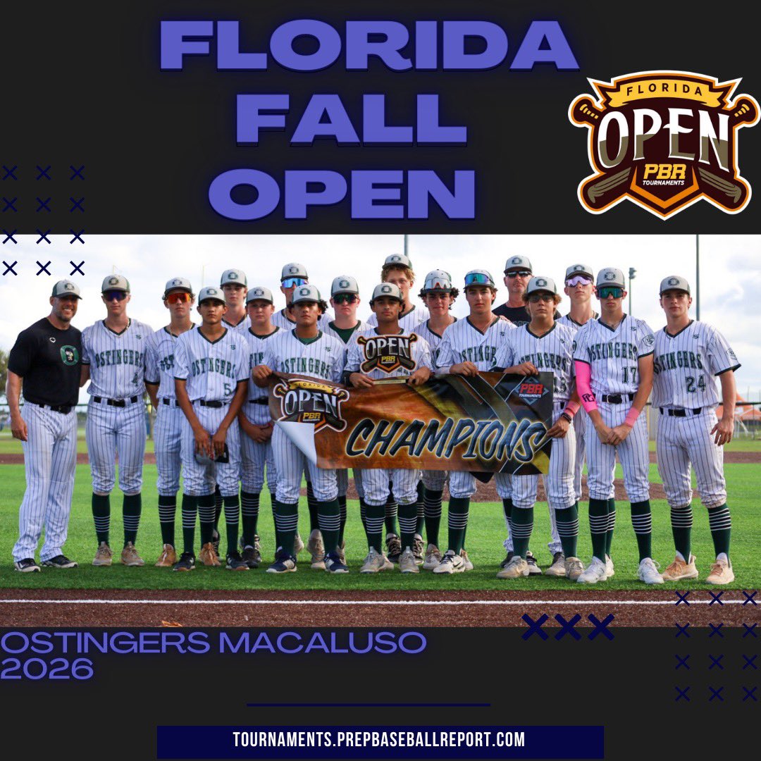PBTourney's tweet photo. Ostingers 2026 Macaluso was dominant this past weekend, going undefeated and winning by nearly 5 runs-per-game en route to a #FLFallOpen title.
@PBRFlorida | @OstingerAcademy https://t.co/JxsUR66eSc