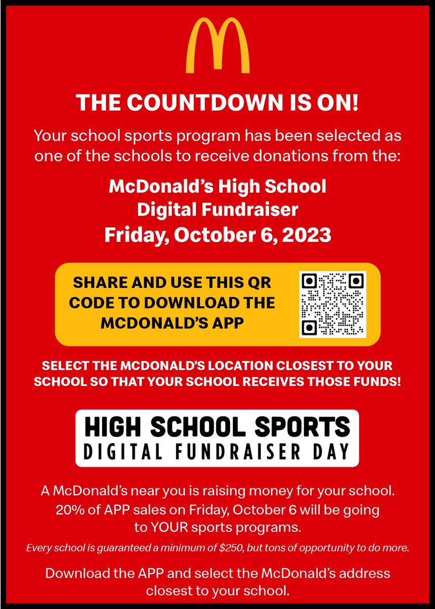 Eat at McDonalds on 256 and help support Pickerington Central Athletics #tigerup