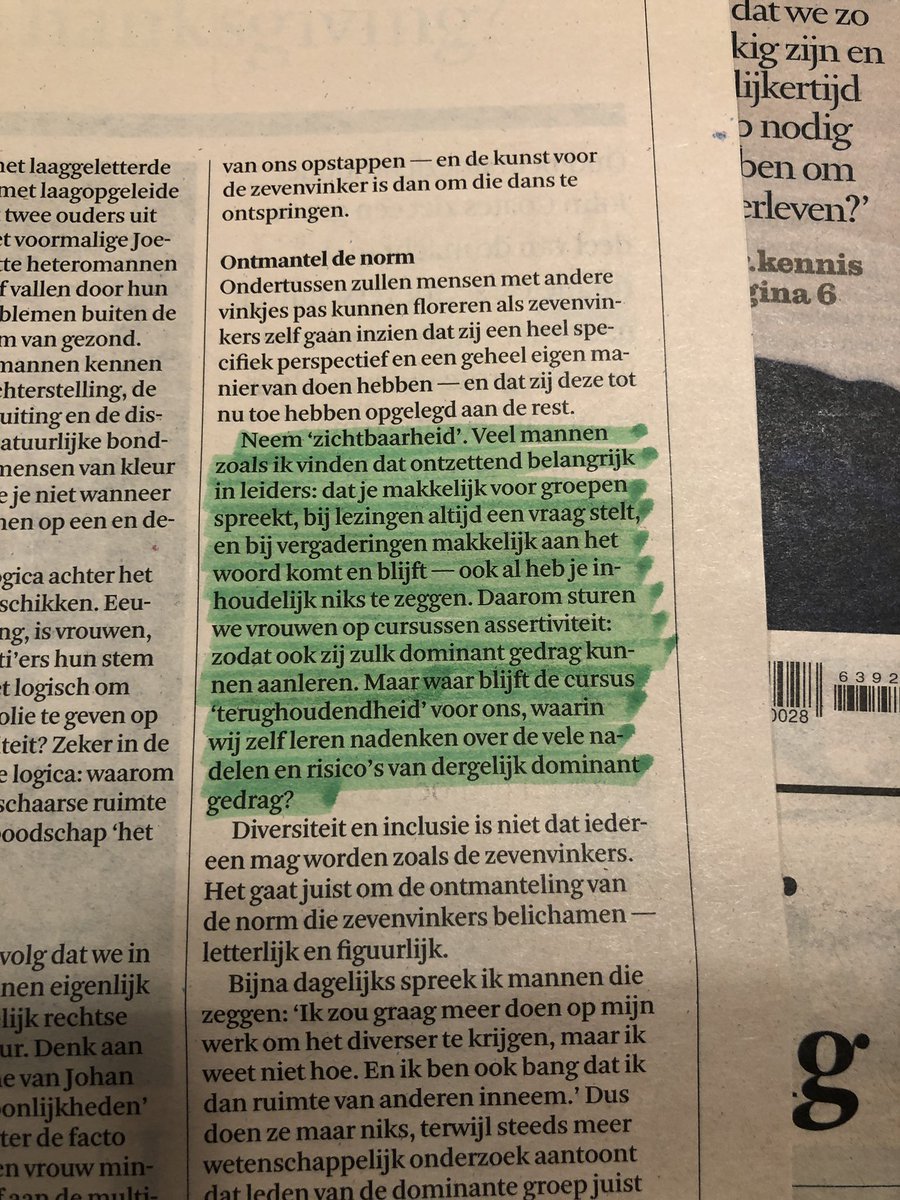 rhode4change's tweet photo. Mooi voorbeeld van omdenken in het FD 30-9-23: sturen wij vrouwen naar cursus assertiviteit of mannen naar cursus terughoudendheid? #DiversityandInclusion #7vinkjes https://t.co/ztkMPisoDZ