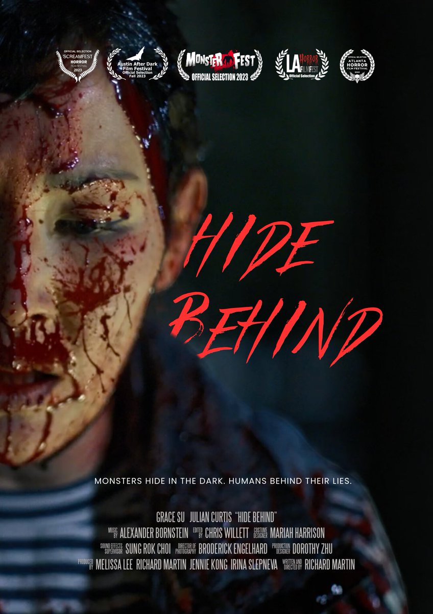 jenniekong's tweet photo. The #HIDEBEHIND producing team are v excited that our film will also be screened @ #AustinAfterDark #MonsterFestAU @lafilmfestivals #atlantafilmseries on top of its premiere @screamfest! Congrats to @RichardNMartin @gracesu @thisguyjules &amp; the whole crew. Really proud of us! 💖👹 https://t.co/EyWkyxw2sR