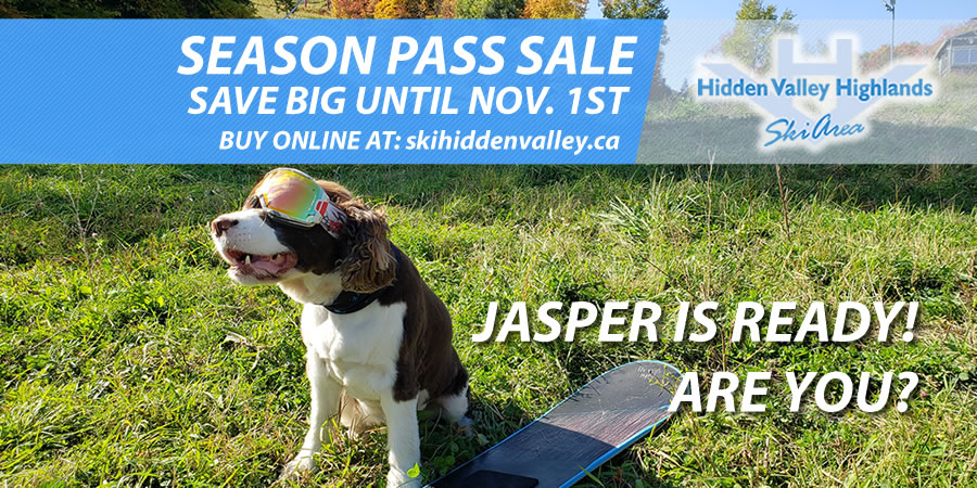 hvhsa's tweet photo. Jasper is ready! Are you?
Our Pre-Season Pass Sale Starts Now!
Get your Early Bird Discount on Mid-week, Night or 3x3 Combo Pass online until November 1st.
Buy Online at:  https://t.co/3afrIHIgiX

#skihiddenvalley #muskokaskiclub #getreadyforwinter #skiing #snowboarding https://t.co/QM5JgxDknK