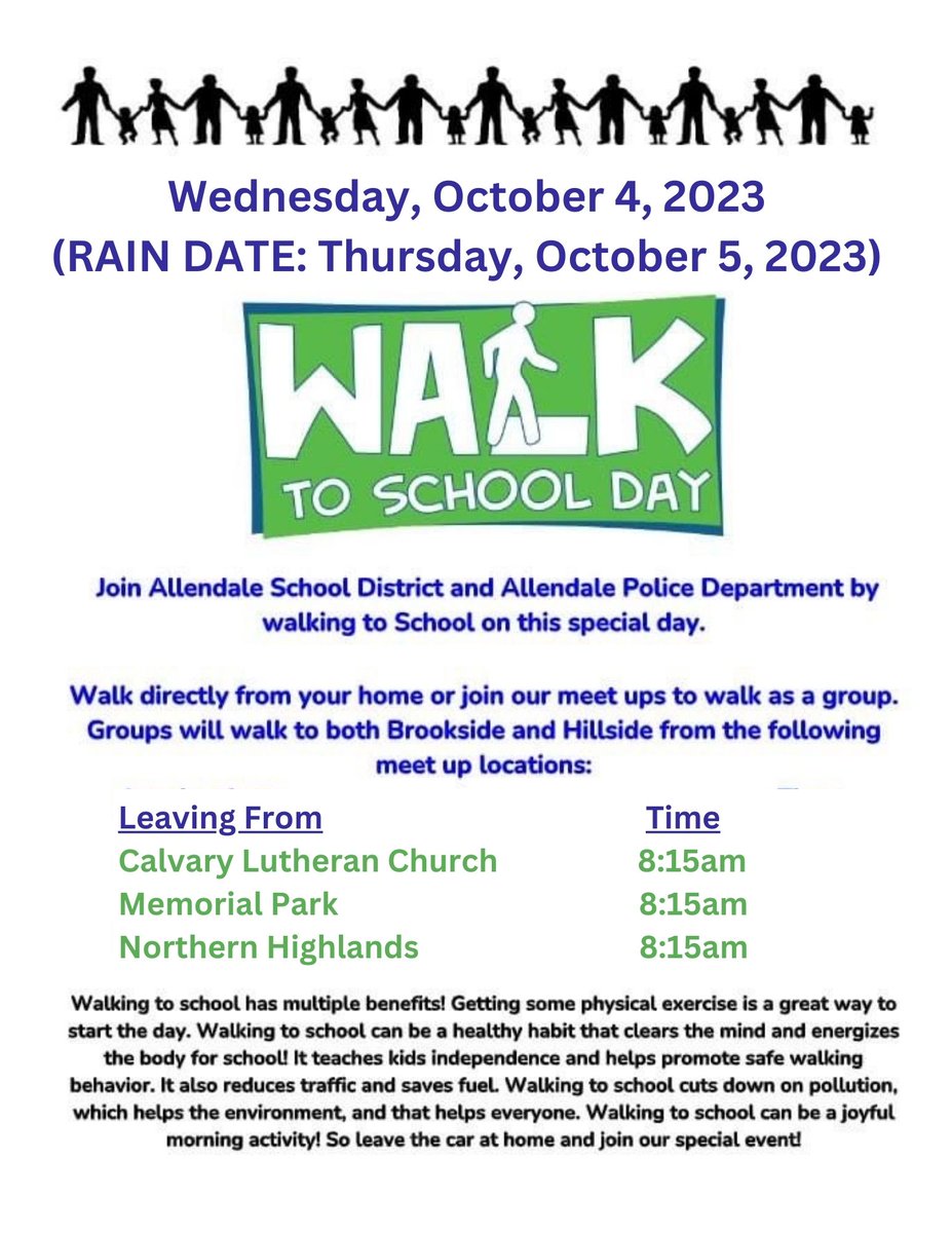 The weather will be perfect on Wednesday to Walk to School! <a href="/EZRide/">EZRide Shuttle</a> #WalkToSchool