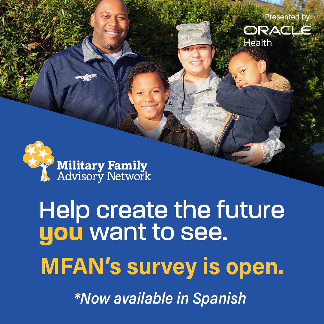 Join thousands of service members, veterans, and their families in sharing your lived experience and sparking action in the military community. Take @mil_fanet’s survey at hubs.ly/Q0241t_y0. #MFANSurvey