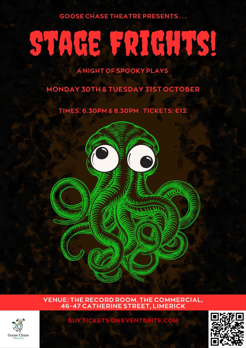 GooseChaseLK's tweet photo. Our #StageFrights #Halloween #comedy show returns to The Commercial in #Limerick for the third year. Vampires, evil clones, climate change -- all your greatest fears!

Tickets available at the following link: https://t.co/qcB9FrR3hX https://t.co/QlX95OEptr