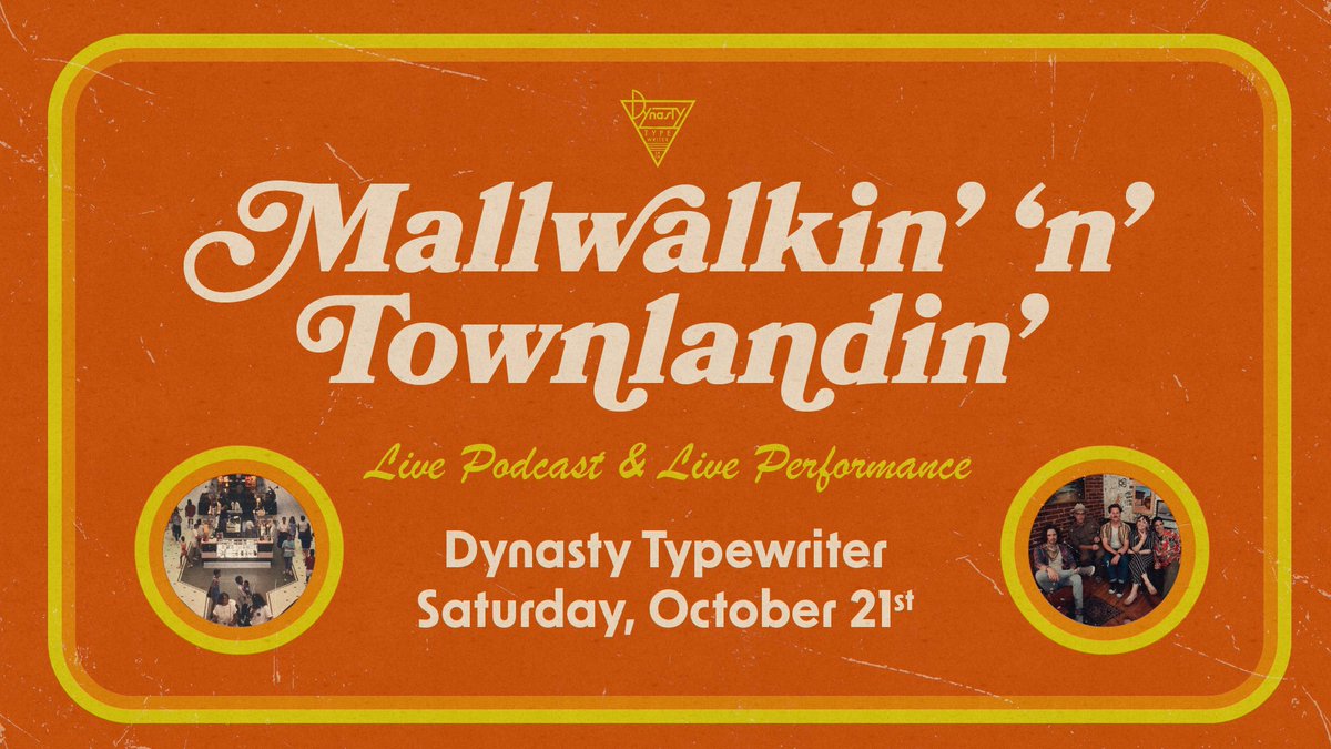 An easy evenin’ Mallwalkin’ ’n’ Townlandin’ as @markmcconville & @MattGourley present an improvised Mallwalk, without a mall! Then, Townland hits the stage with special guests Paul F. Tompkins, @TVsAndyDaly & more! Live @JoinTheDynasty and live-streamed: dynastytypewriter.com/events-calenda…