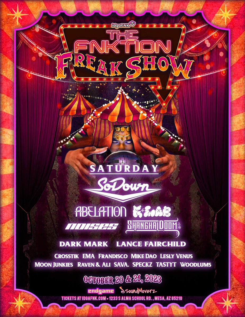 The FNKtion: Freak Show is right around the corner. Catch us on 10/20 1-2am. Got loads of unreleased tracks for this one. Ticket link in bio. 🎪🎟️
