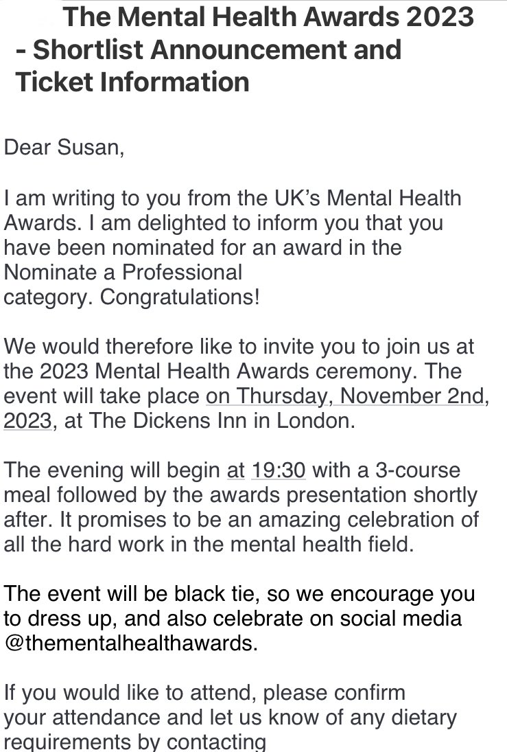 susanlawlor1's tweet image. I am in complete and utter shock to be shortlisted for the @the_mh_awards for the “Professional” Category! Thank you to everyone &amp;amp; to my Team at @StateofMindIre with a special thanks to my late brother @Drmartinlawlor who I know is making this all happen from above! ❤️