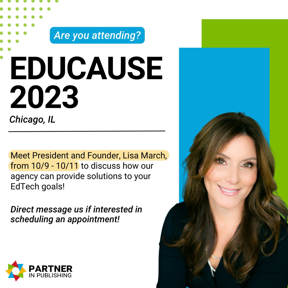 Don't miss out on connecting with President and Founder, Lisa March, to learn how partnering with PIP can solve your business' pain points!

Direct message us if interested in scheduling an appointment.

#EDUCAUSE2023 #EDU2023