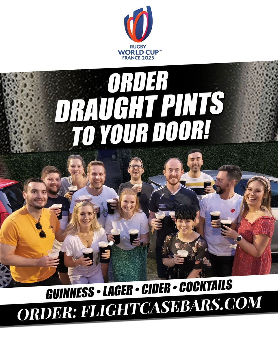 A solid lineup of Rugby fixtures this weekend 🏉 We're talking #England #Samoa, #Ireland #Scotland, #Wales #Georgia, #France #Italy 👊 PINTS for the game? We've got you covered 🔗 flightcasebars.com

Draught #Guinness and more, pulled fresh at your doorstep.

#rugbyworldcup