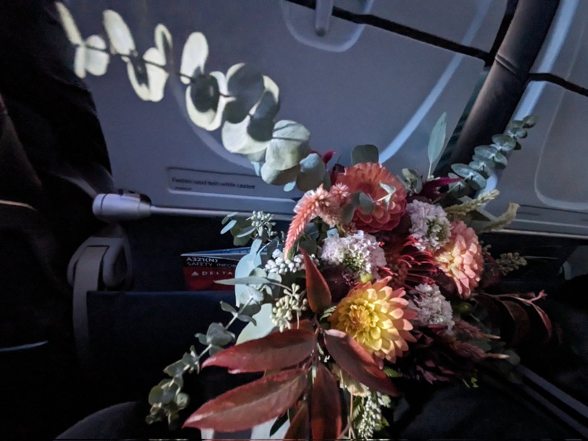 ThePizzabella's tweet photo. Thanks @Delta for safely flying @jspinzz219 and I (and my bridal bouquet) to and from our wedding weekend! https://t.co/VLtr3vnIfw