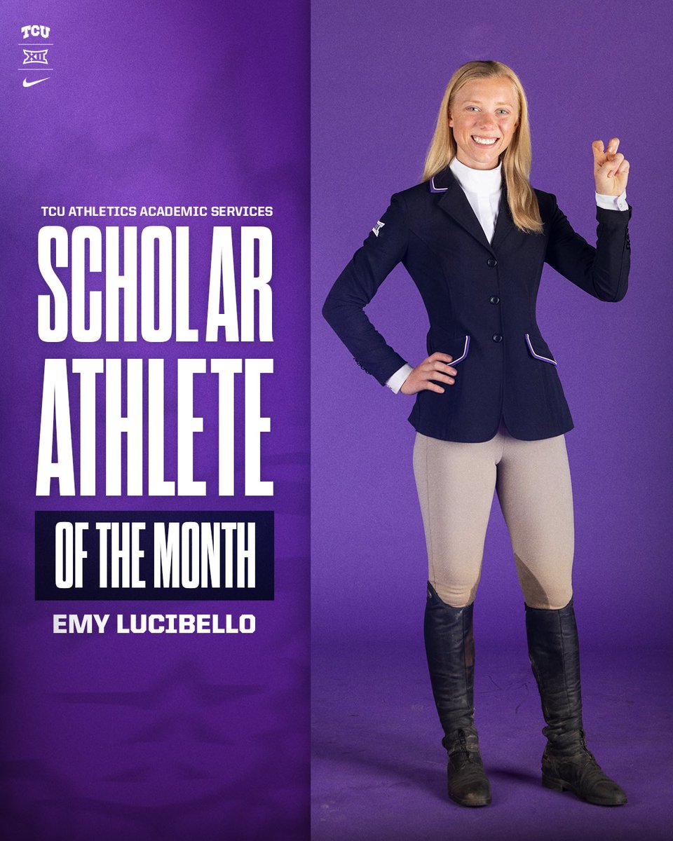 TCUWEquestrian's tweet photo. 𝙒𝙤𝙧𝙠𝙞𝙣𝙜 𝙝𝙖𝙧𝙙 𝙞𝙣 𝙖𝙣𝙙 𝙤𝙪𝙩 𝙤𝙛 𝙩𝙝𝙚 𝙖𝙧𝙚𝙣𝙖 💪

Congratulations Emy on being named October Scholar Athlete of the Month!

#GoFrogs x #1Family1Mission https://t.co/yxeHCHUuZV