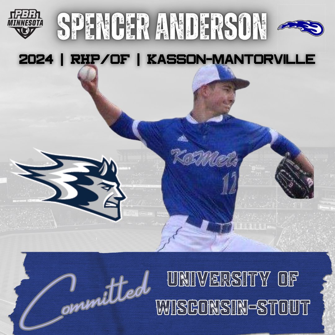 🎓𝐂𝐨𝐦𝐦𝐢𝐭𝐦𝐞𝐧𝐭 𝐖𝐚𝐭𝐜𝐡🎓

Spencer Anderson (2024, RHP/OF, <a href="/KMKometsHS/">KassonMantorville HS</a>) commits to University of Wisconsin-Stout. 

🔥 78 MPH FB VELO
💣 84.2 MPH EXIT VELO
⚡ 81 MPH OF VELO

👤loom.ly/Hj5cl5Q

<a href="/spencerpa10/">Spencer Anderson</a> x <a href="/UWStoutBaseball/">UW-Stout Baseball</a>