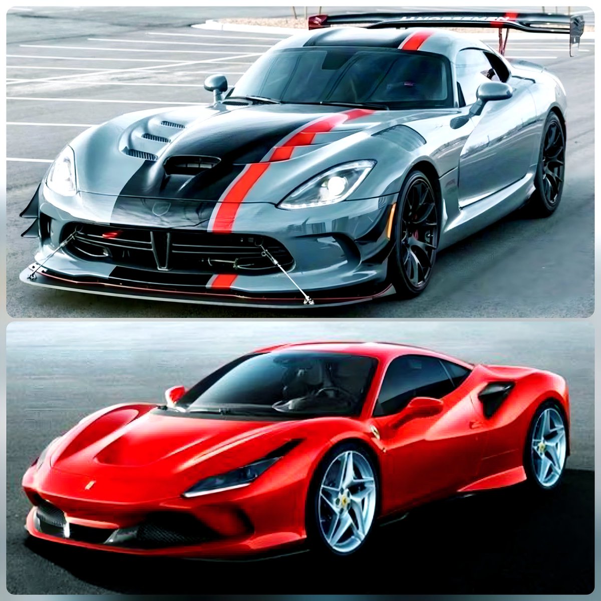 Mopar_Logic's tweet photo. Top or bottom??
Dodge Viper vs Ferrari F8 Tributo
#Mopar #Dodge #DodgeViper #MoparOrNoCar #Ferrari #f85 #F8Tribioto https://t.co/ha1kRfT35N