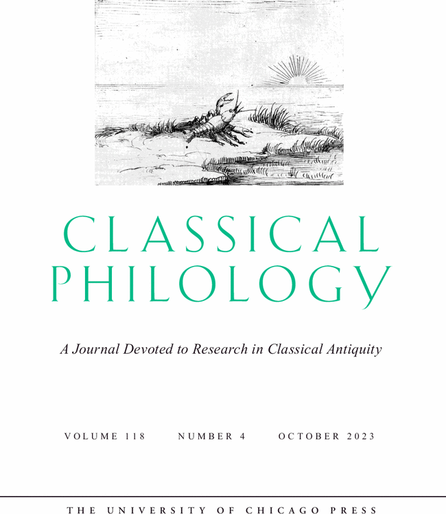 YaleClassicsLib's tweet photo. New issue of Classical Philology  Vol 118, No 4  (2023) https://t.co/bZrfVcRNmw  @ChicagoJournals @tscoughlan https://t.co/ZL9LgvnA8a