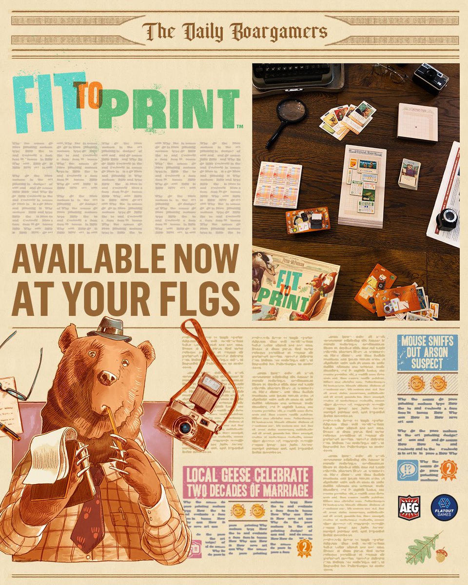 We got a scoop for you! Fit To Print is out now at your FLGS! 🤩📰✨

Join in the new news in this <a href="/FlatoutGames/">FLATOUT GAMES</a>  <a href="/PeterLMcPherson/">Peter McPherson (@peterlmcpherson.bsky.social)</a> instant classic!