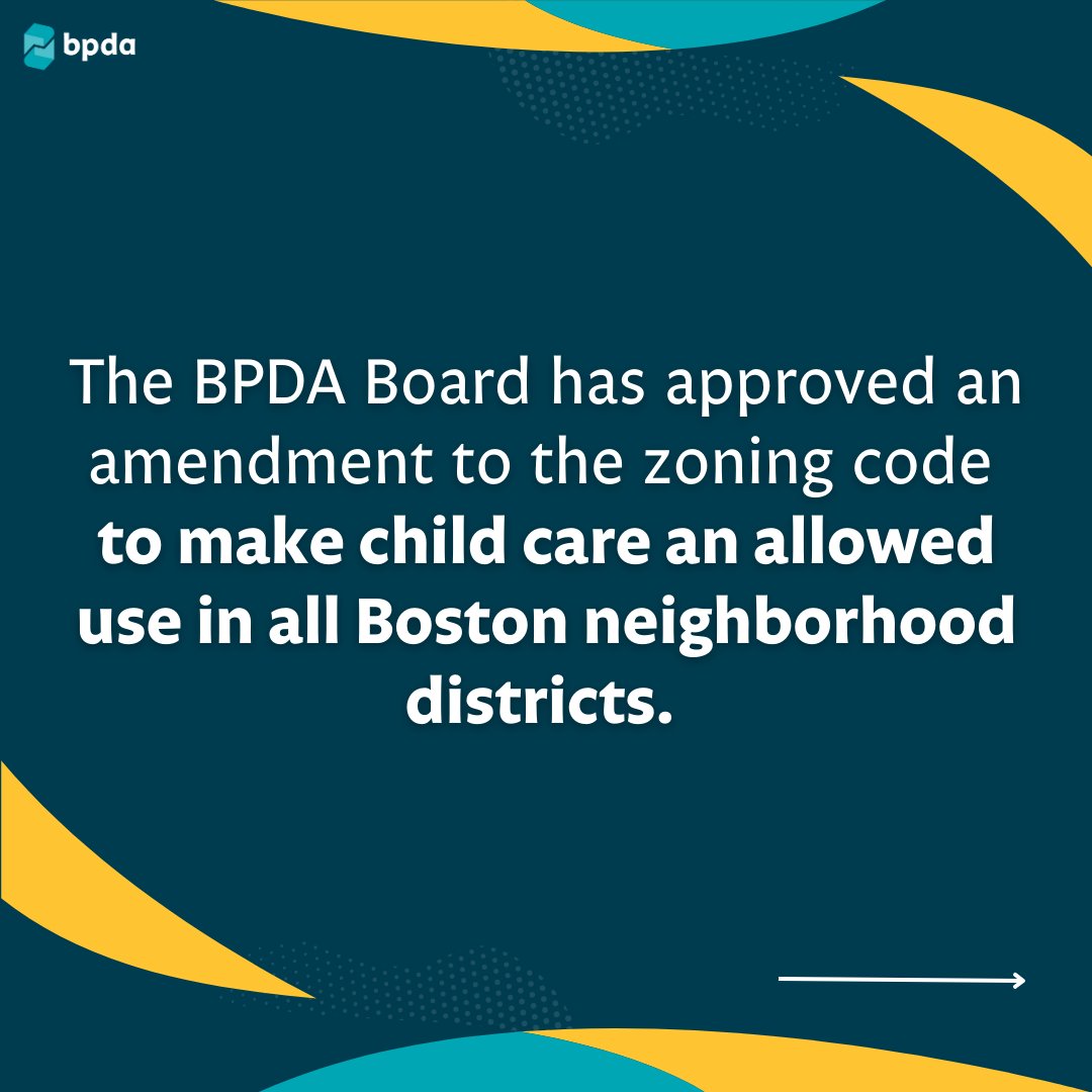 BostonPlans's tweet photo. Learn more about the amendment to the zoning code that will make it easier to create child care facilities throughout the city. https://t.co/NI5wwCknga https://t.co/54f5ftLOQv