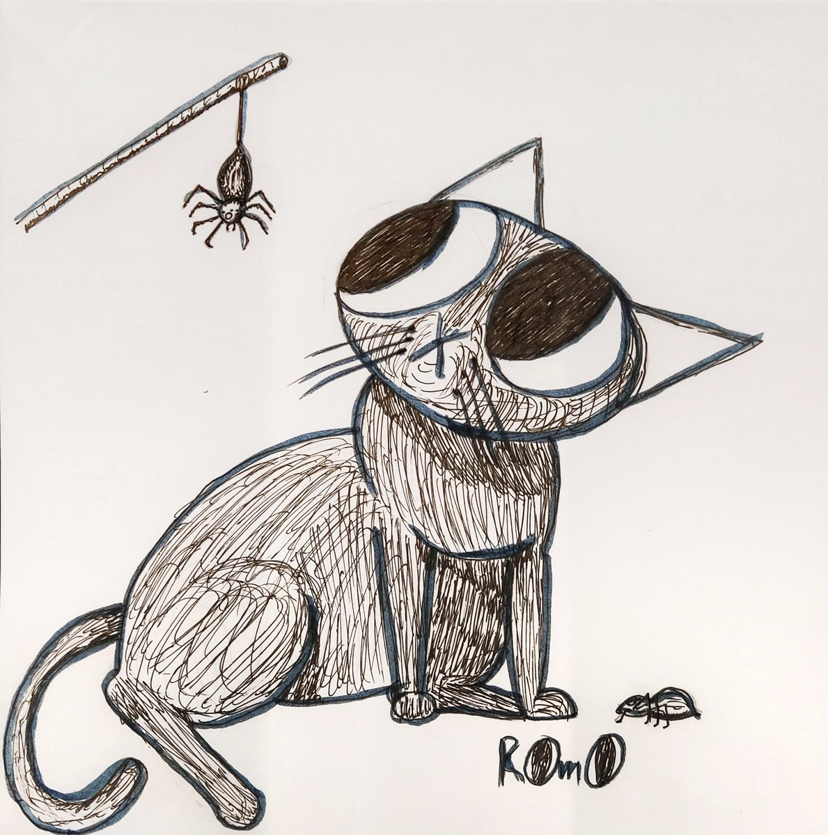 How Web-musing!

#inktober #inktober2023
#inktober2023spiders
#cat #catillustration
#catlover 
<a href="/inktober/">Inktober</a>_2023 
@inktober