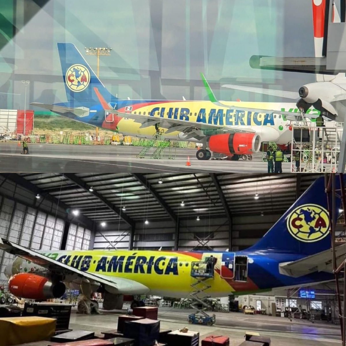 ResacaAmerica's tweet photo. 🚨¡ÚLTIMO MOMENTO!🚨

Se filtraron imágenes de lo que será el nuevo avión del Club América. 💛💙

¿Cómo ven? ¿Les gusta? 🤩✈️ https://t.co/Ykr69VzMIj