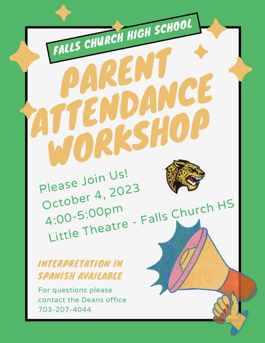 Falls Church HS (@fallschurchhs) on Twitter photo Please join us this week for our first parent attendance workshop of the year! #wearefc 💚🤍<a href="/FCPSR2/">FCPS Region 2</a> Please join us this week for our first parent attendance workshop of the year! #wearefc 💚🤍<a href="/FCPSR2/">FCPS Region 2</a>