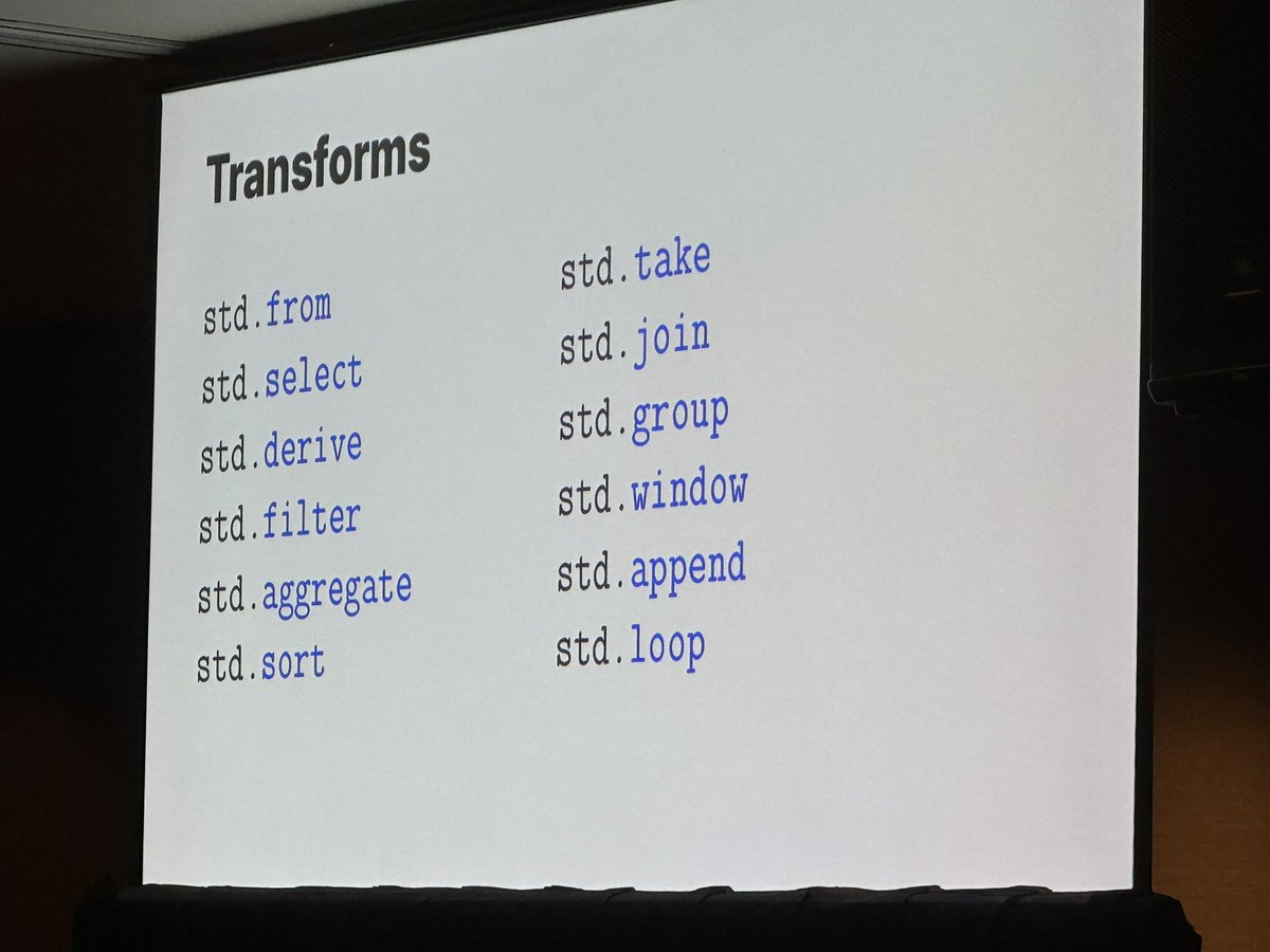 Sid Anand (@r39132) on Twitter photo Aljaž Mur Eržen sharing PRQL (Pipelines Relational Query Language) at <a href="/QConSF/">QCon San Francisco Software Development Conference</a>
This is a promising new project. Check it out! Aljaž Mur Eržen sharing PRQL (Pipelines Relational Query Language) at <a href="/QConSF/">QCon San Francisco Software Development Conference</a>
This is a promising new project. Check it out!