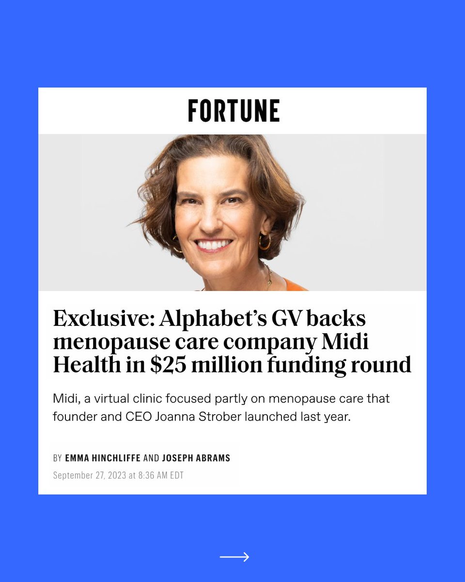 We have major news 📣(and thanks to @_emmahinchliffe  and @FortuneMagazine  for the amazing coverage):

Midi is announcing the close of a $25M Series A funding round, led by GV (Google Ventures) @googleventures. 

fortune.com/2023/09/27/alp…

#JoinMidi #MidiHealth #fortunemagazine