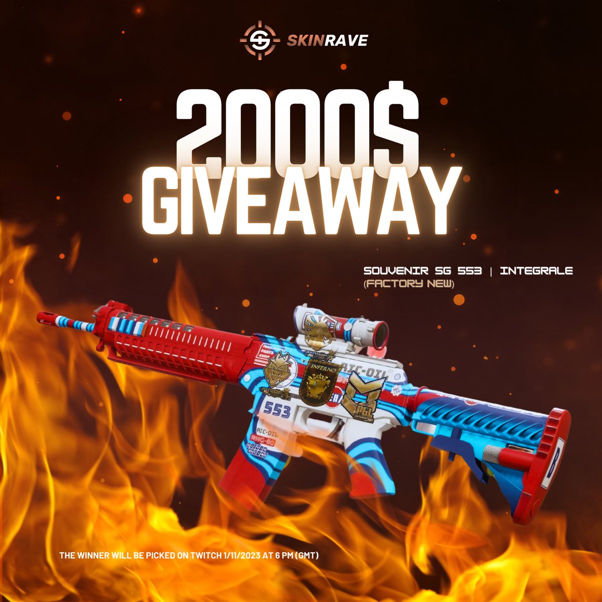 skinravegg's tweet image. 💥$2000 GIVEAWAY💥

🎁 SOUVENIR SG 553 | INTEGRALE (FACTORY NEW)

🟢TO ENTER:

✔️ Follow @skinravegg
✔️ Retweet &amp;amp; LIKE this tweet
✔️ Must be inside our discord.gg/skinrave
✔️ Reply with your discord ID and tag a friend

🕒Ends in 30 Days! Live on twitch.tv/skinravegg…