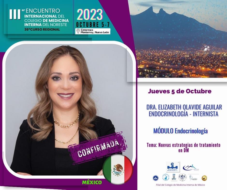 AcNoreste's tweet photo. Aquí les presentamos a otra de nuestras ponentes la Dra. Elizabeth Olavide Aguilar, en el módulo de Endocrinología.
#comine #endocrinologia #medicointernista https://t.co/0sFI4ZnKy7