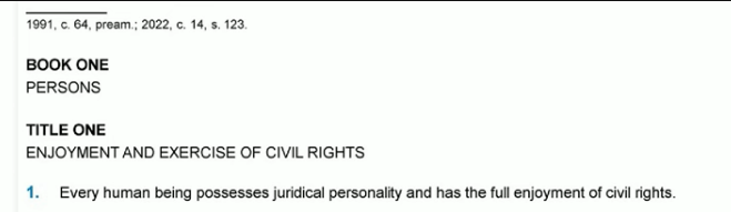 IeriStaff's tweet image. #quebecoise code of rights... use your juridical personality wisely, otherwise, don't...only a juridical personality has civil rights and these rights are not inalienable. Humans have inalienable rights, which you don't get from government