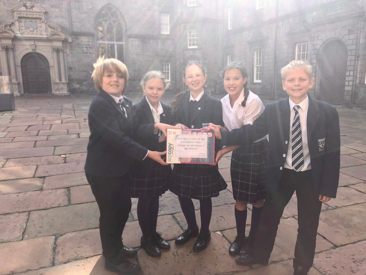 Congratulations to pupils from P6K who were the first class to find the location of the mystery Philosophy box as part of our new Philosophy Trail!  
But the big question is…what’s inside the box?